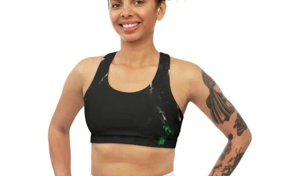 Stylish and Supportive Seamless Sports Bra (AOP) – Perfect for Peak Performance