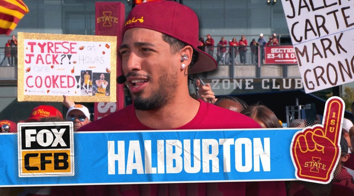 NBA star Tyrese Haliburton joined BNK to cheer on alma mater Iowa State in Cy-Hawk rivalry vs. Iowa. 1 c9gvxtl7bc5gz4v9