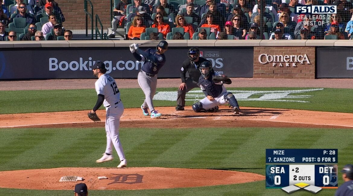 Dominic Canzone punches in a single to give Mariners an early lead vs. Tigers 2 qp4bzn8klkbxut4v