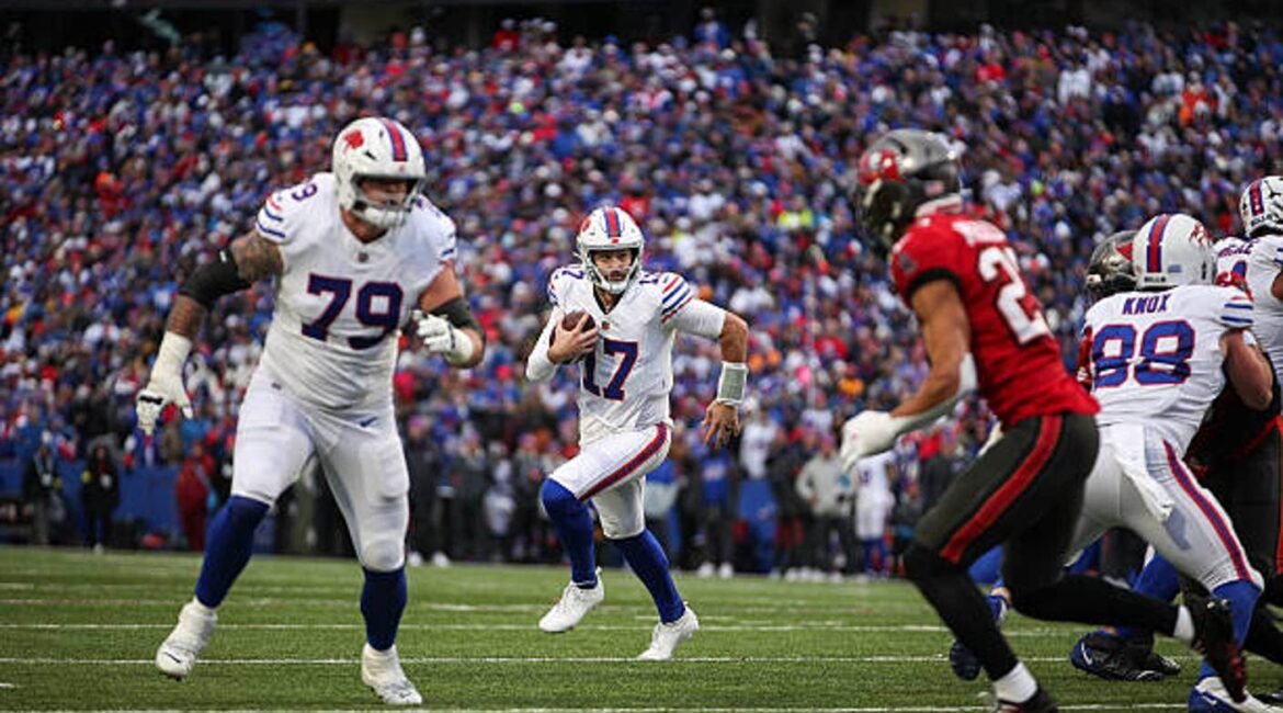 orchard park new york josh allen of the buffalo bills runs the ball in for a touchdown during