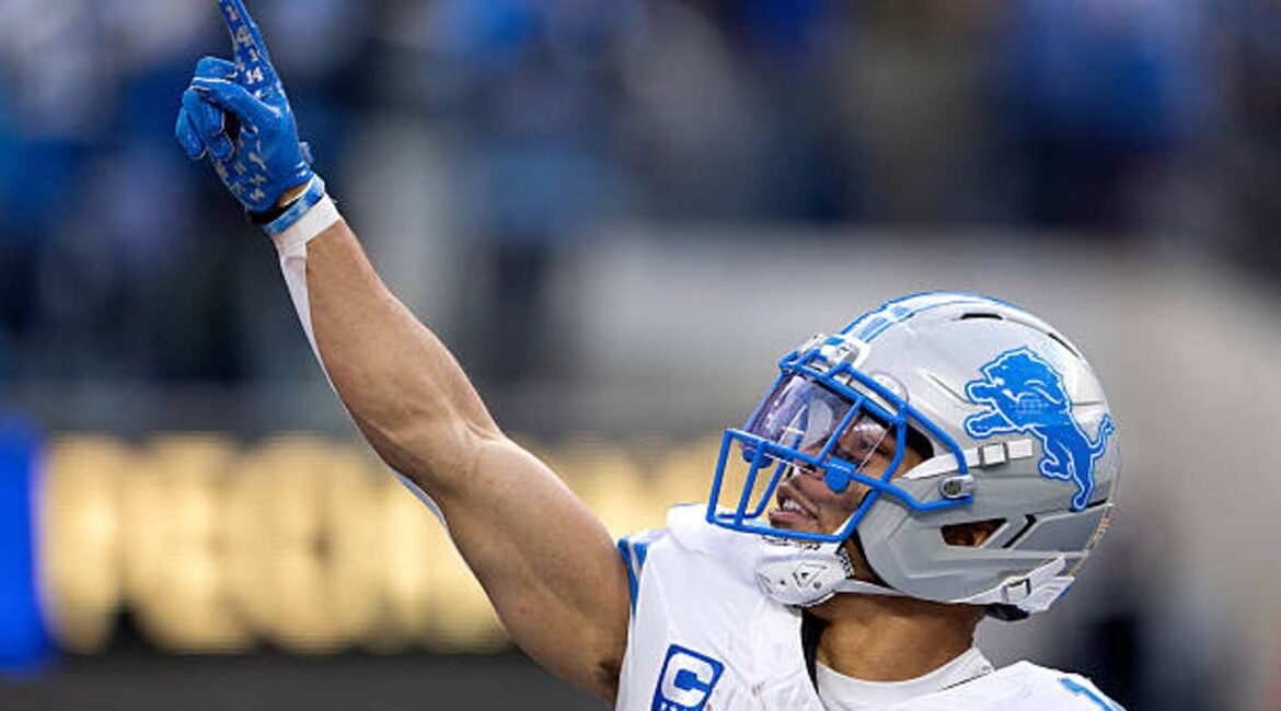 inglewood ca detroit lions wide receiver amon ra st brown reacts during the during the first